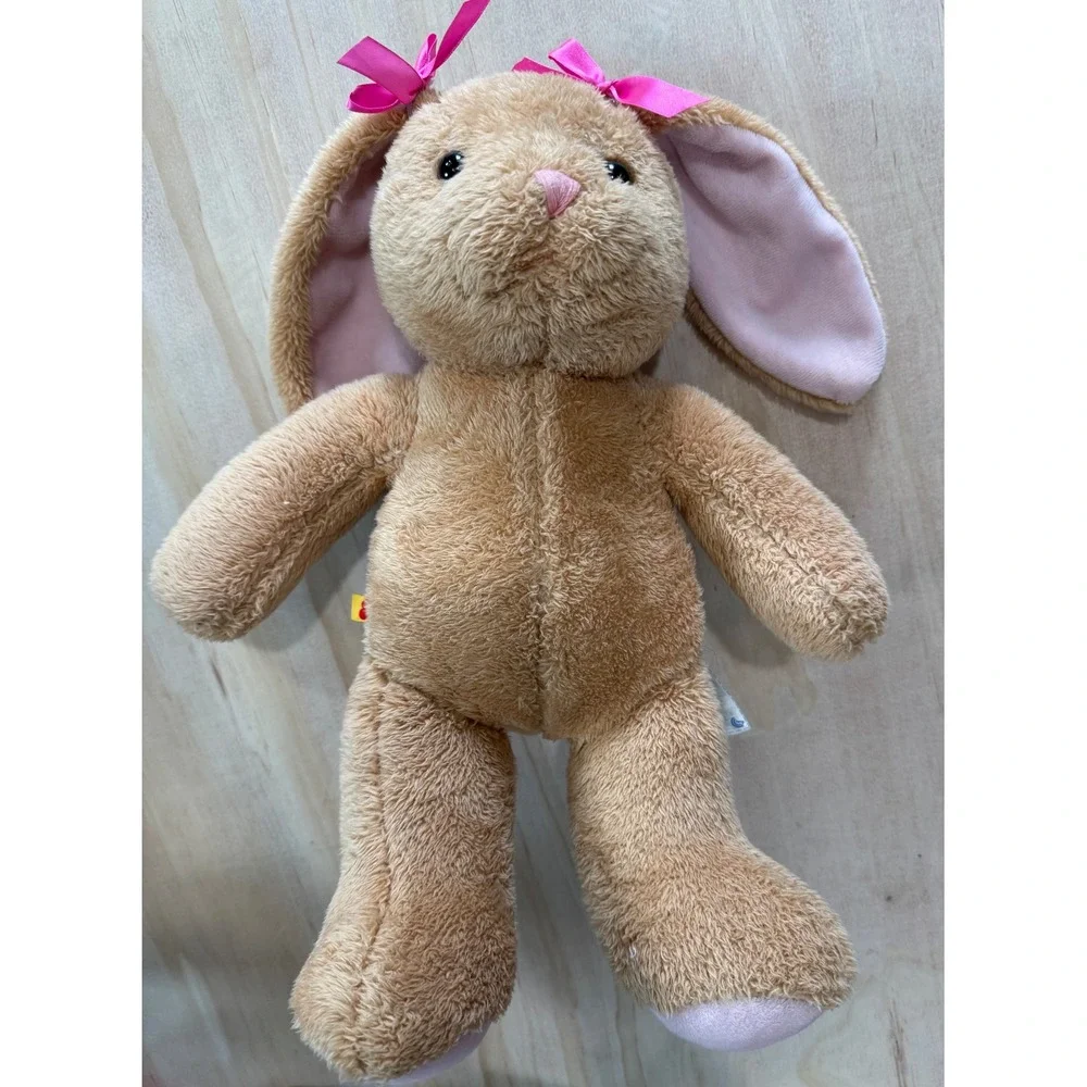 Build-A-Bear Workshop Tan Bunny Rabbit Plush Pink Bows Stuffed Animal Y2K